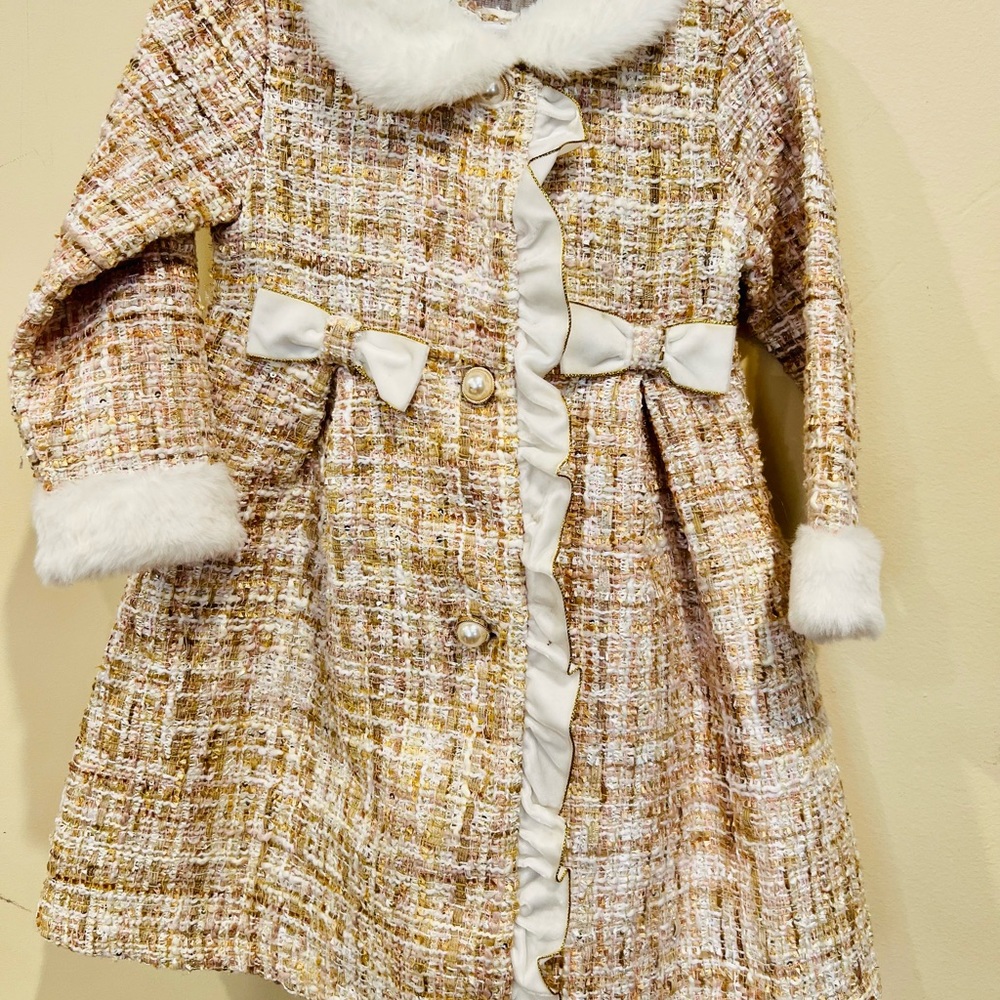 A BLUEBER:Boulevard coat+dress set. Has excellent quality,100% polyester,3T size